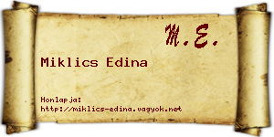Miklics Edina névjegykártya